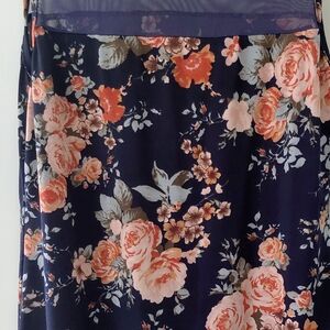 Blu Pepper Navy Floral Blouse with Peach Roses